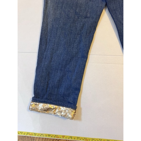 Chico's Boyfriend Ankle Gold Cuff  Jeans Stretch Modern Size 4P - Picture 9 of 9